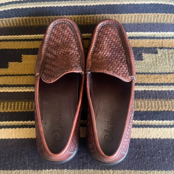 Cole Haan Woven Leather Loafers Mens Size 8 Brown Slip-On Comfort Dress Casual - Picture 2 of 8